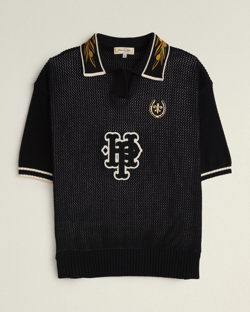 Black Soccer Hollow Knit Polo