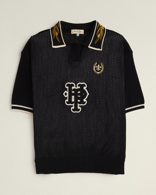 Black Soccer Hollow Knit Polo