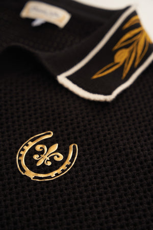 Black Soccer Hollow Knit Polo