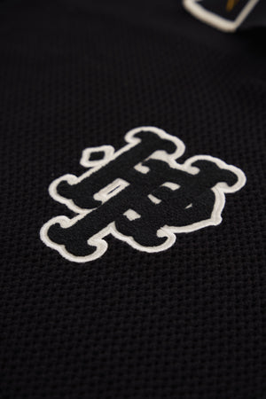 Black Soccer Hollow Knit Polo