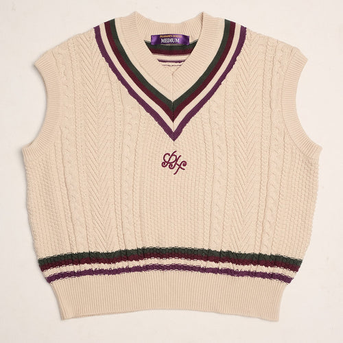 Cable Knit Vest in Panna Cotta
