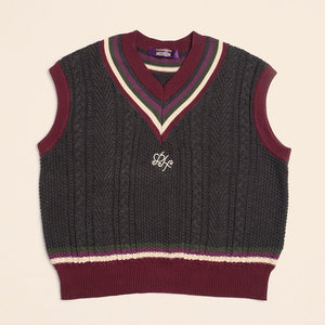 Cable Knit Vest in Charcoal