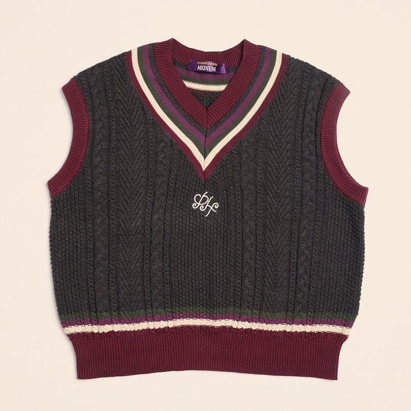 Cable Knit Vest in Charcoal