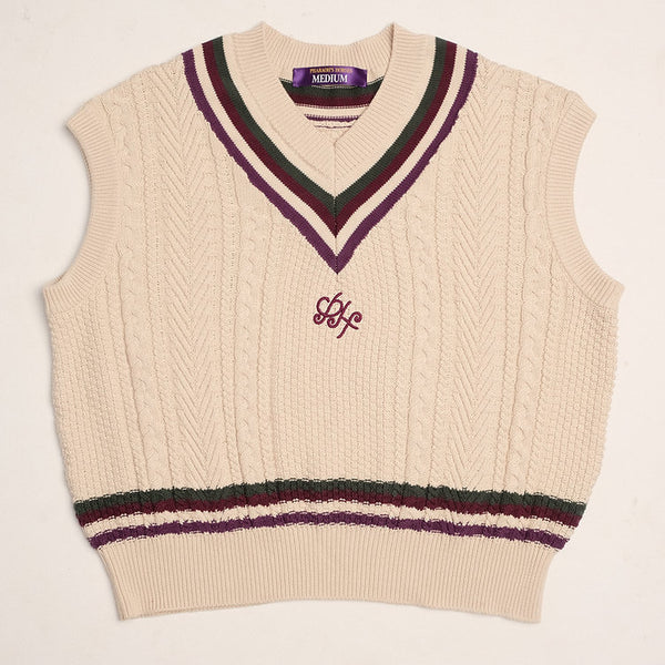 Cable Knit Vest in Panna Cotta