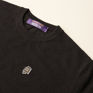 Hollow Knitted Tee Shirt - Coal