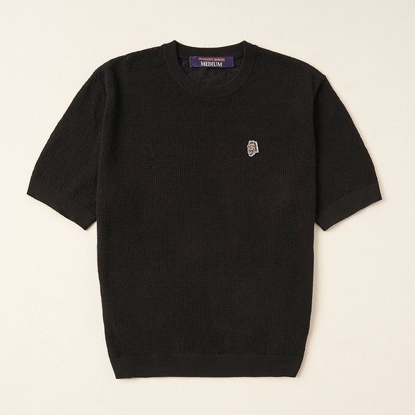 Hollow Knitted Tee Shirt - Coal
