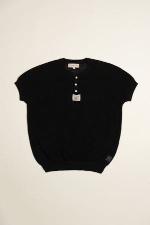 Hollow Knit Henley Tee
