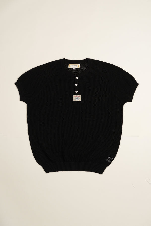 Hollow Knit Henley Tee