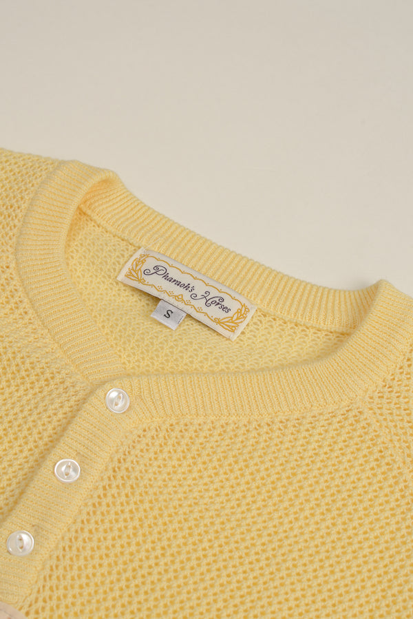 Hollow Knit Henley Tee