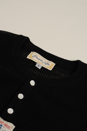 Hollow Knit Henley Tee