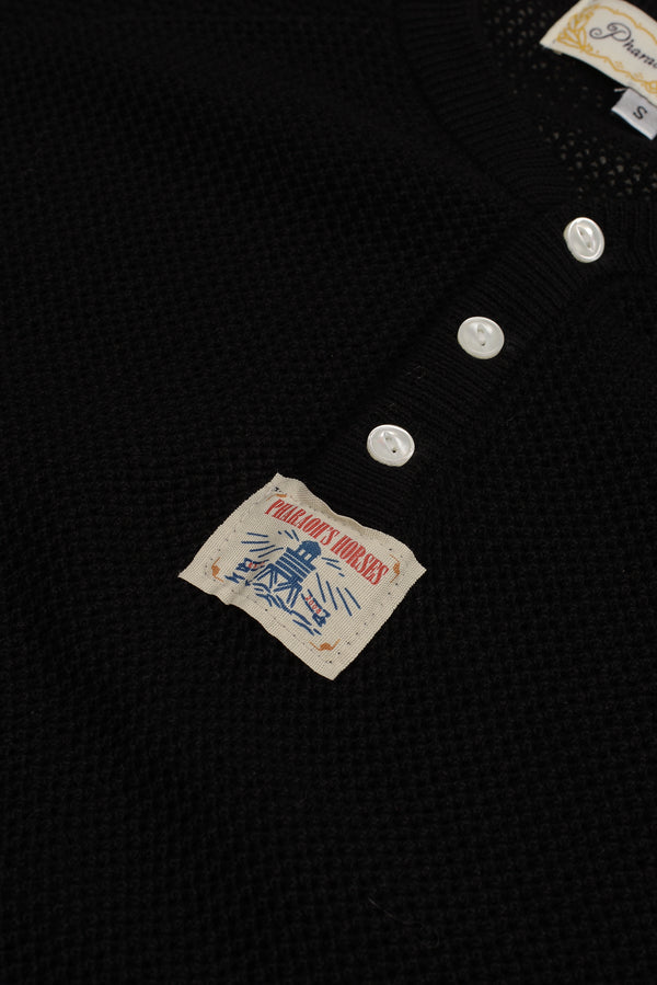 Hollow Knit Henley Tee