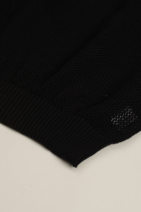 Hollow Knit Henley Tee